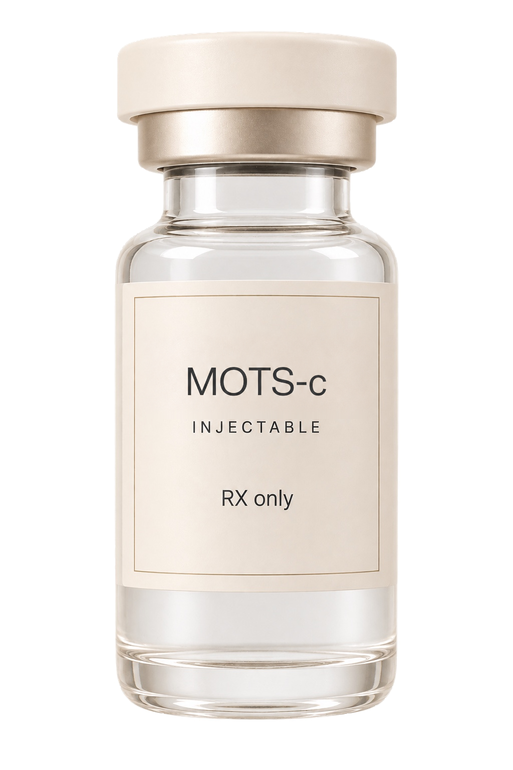Prescription injectable vial labeled MOTS-c, INJECTABLE, RX only.