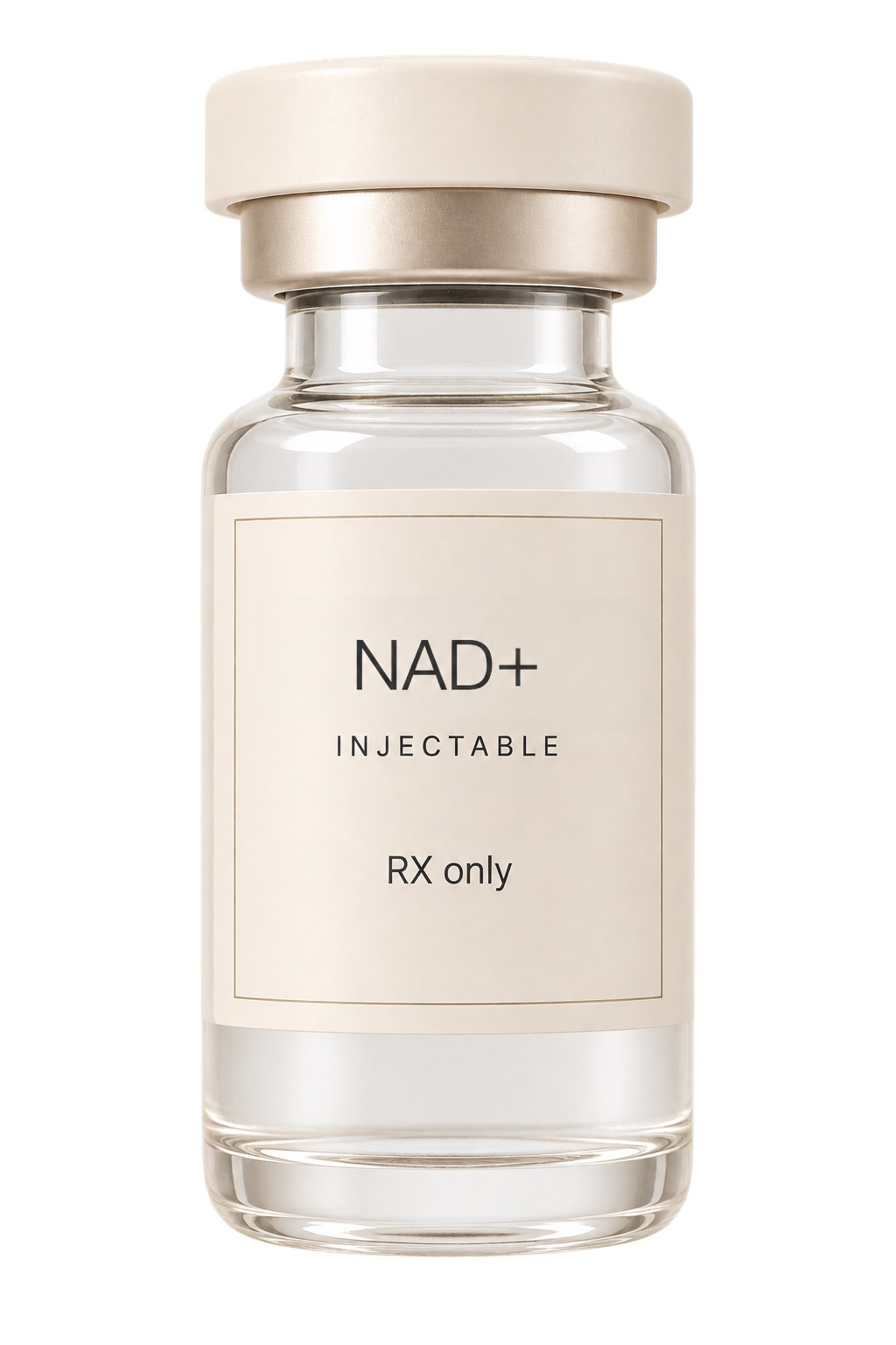 Prescription injectable vial labeled NAD+ INJECTABLE RX only.