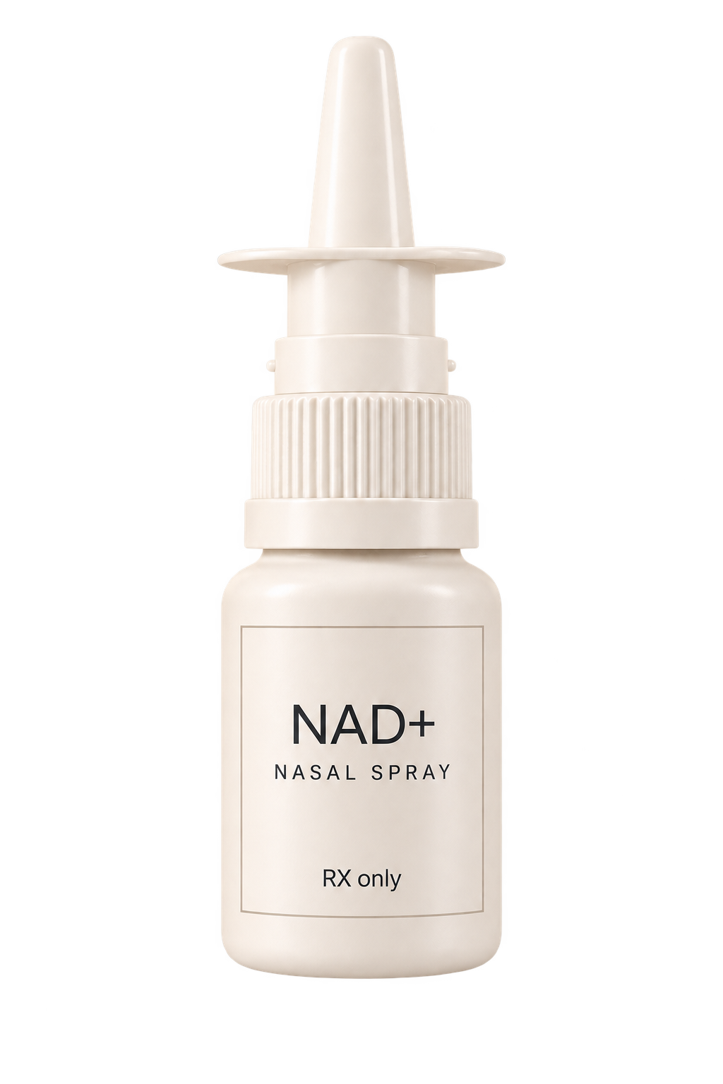 Prescription NAD+ nasal spray bottle labeled NASAL SPRAY RX only.